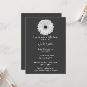 Invitación Ducha de novia Gerbera Daisy en blanco y negro