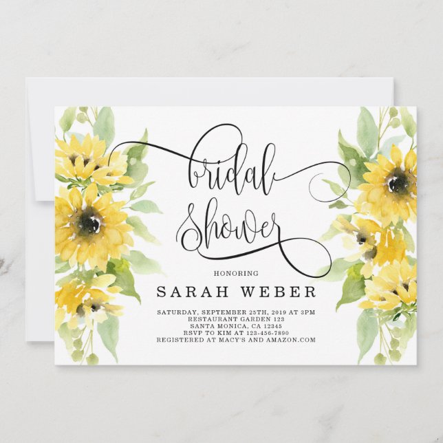 Invitación Ducha de novia girasol (Anverso)