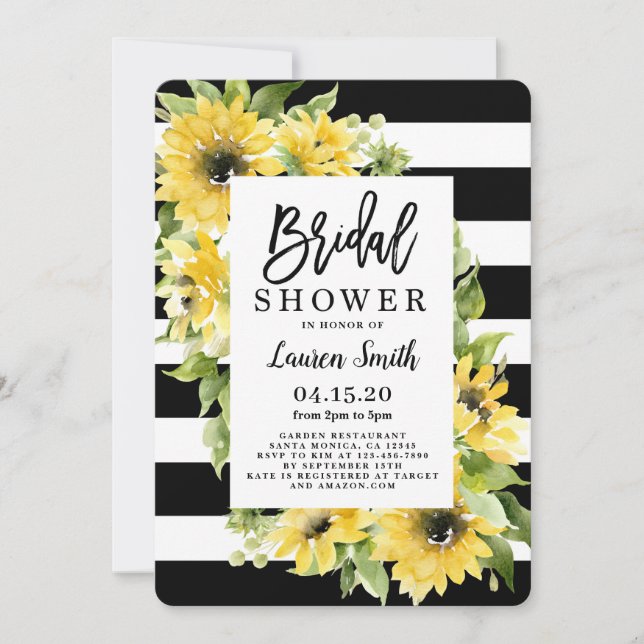 Invitación Ducha de novia girasol (Anverso)