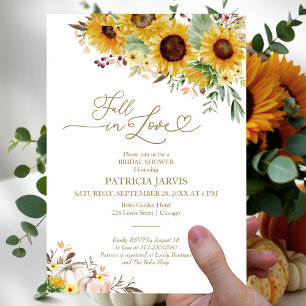 Invitación Ducha de Novia Girasol Blanco Calabaza Otoño