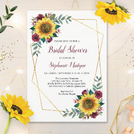 Invitación Ducha de novia girasoles floral geométrica