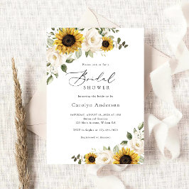 Invitación Ducha de Novia Girasoles Floral Verde