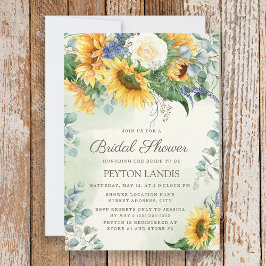 Invitación Ducha de Novia Girasoles Hojas de Eucalipto