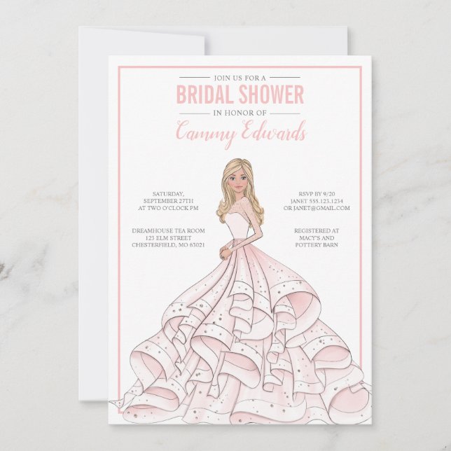 Invitación Ducha de novia Glam Bridal Editable (Anverso)