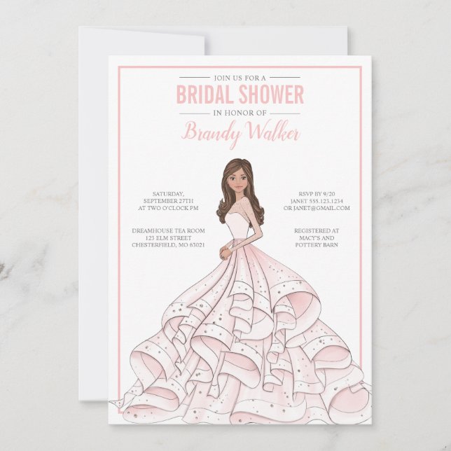 Invitación Ducha de novia Glam Bridal Editable (Anverso)