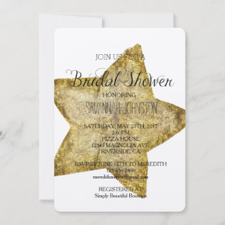 Invitación Ducha de novia Gold Glam Star