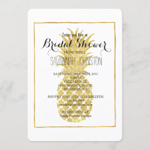 Invitación Ducha de novia Gold Glitzy Pineapple