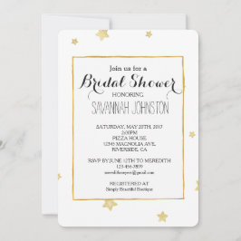 Invitación Ducha de novia Gold Stars