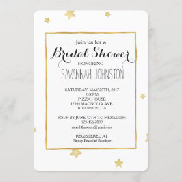 Invitación Ducha de novia Gold Stars