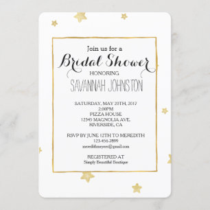 Invitación Ducha de novia Gold Stars