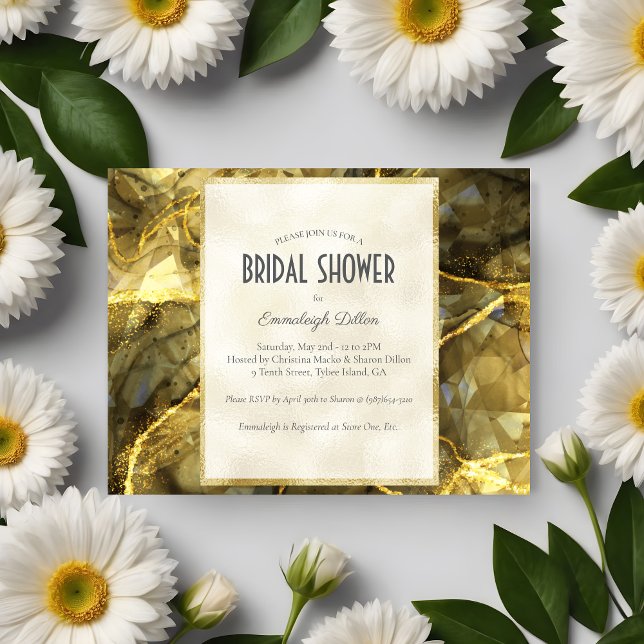 Invitación Ducha de novia Golden Black Topaz Gemstone (Subido por el creador)