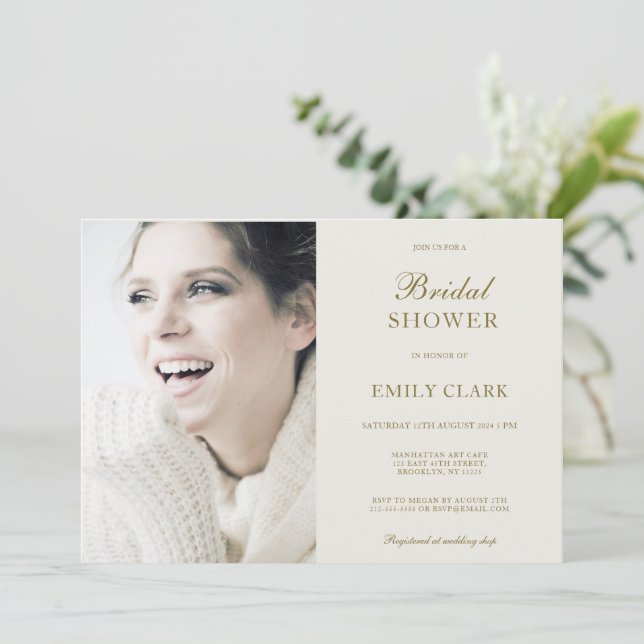 Invitación Ducha de novia Golden Elegant Classic (Anverso de pie)
