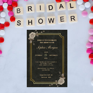 Invitación Ducha de novia gótica académica oscura y elegante