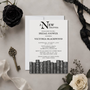 Invitación Ducha de novia gótica en blanco y negro Un nuevo c