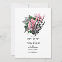 Invitación Ducha de Novia Gótica Floral Rosa