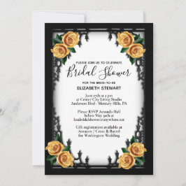 Invitación Ducha de novia gótica rosa amarillo