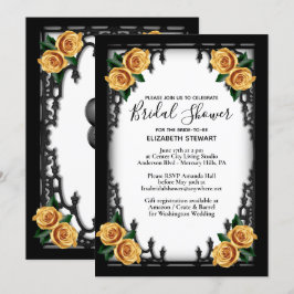 Invitación Ducha de novia gótica rosa amarillo