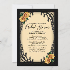 Invitación Ducha de novia gótica rosa amarillo