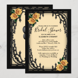 Invitación Ducha de novia gótica rosa amarillo