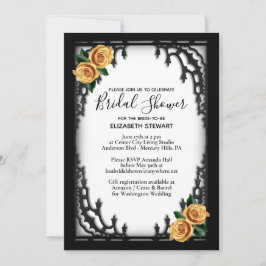 Invitación Ducha de novia gótica rosa amarillo