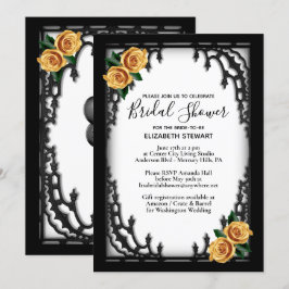 Invitación Ducha de novia gótica rosa amarillo