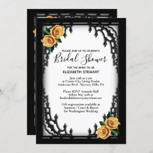 Invitación Ducha de novia gótica rosa amarillo