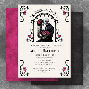 Invitación Ducha de novia gótica rosa hasta la muerte