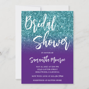 Invitación Ducha de Novia Gradiente de Purpura Real con Brill