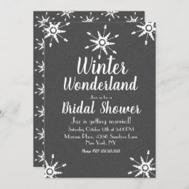Invitación Ducha de novia gris de copo de nieve en invierno