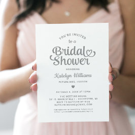 Invitación Ducha de Novia Guion de Corazón Plateado Caprichos