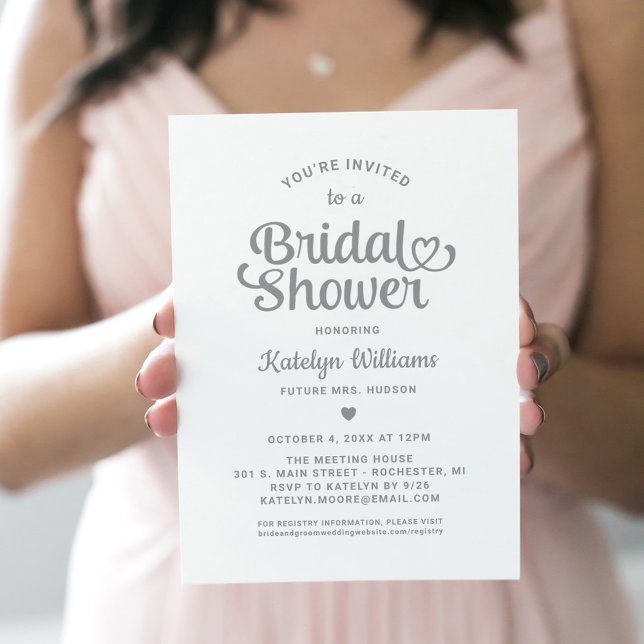 Invitación Ducha de Novia Guion de Corazón Plateado Caprichos (Subido por el creador)