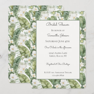 Invitación Ducha de Novia Hojas Verdes Tropicales Orquídeas B