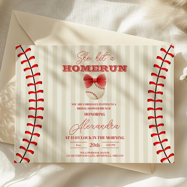 Invitación Ducha de novia Homerun para el béisbol deportivo (Subido por el creador)