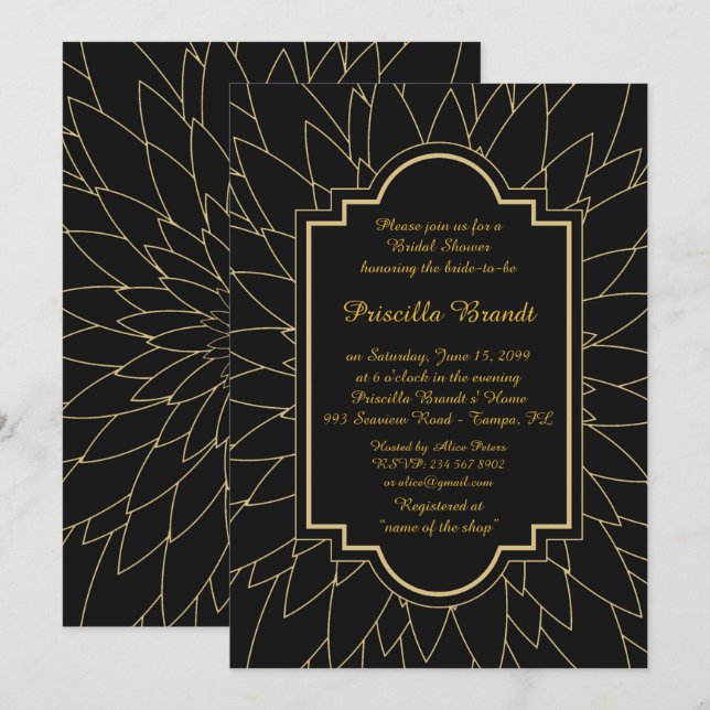 Invitación Ducha de novia honrada, estilo dahlia de Monet, ne (Anverso / Reverso)