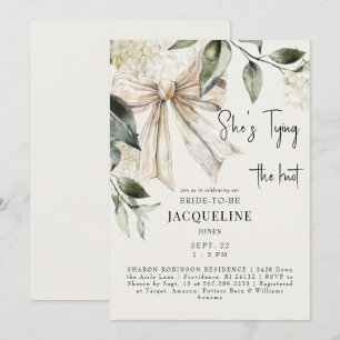 Invitación Ducha de Novia Hortensia de Lazo de Nudo de Crema