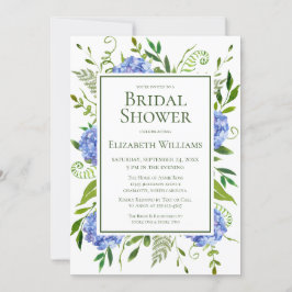 Invitación Ducha de Novia Hortensias Azules