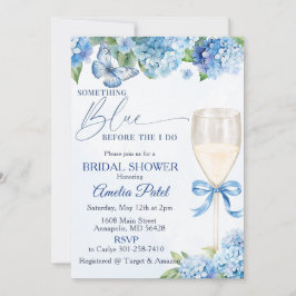 Invitación Ducha de Novia Hydrangea Azul Algo Azul 
