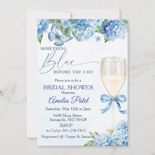 Invitación Ducha de Novia Hydrangea Azul Algo Azul 