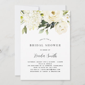 Invitación Ducha de novia Hydrangea blanca