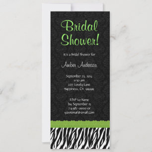 Invitación Ducha de novia impresa de cebra blanca y negra V04