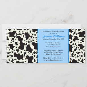 Invitación Ducha de novia impresa en vaca azul