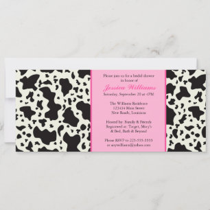 Invitación Ducha de novia impresa en vaca rosa