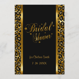 Invitación Ducha de novia - Impresión de leopardo con carta d