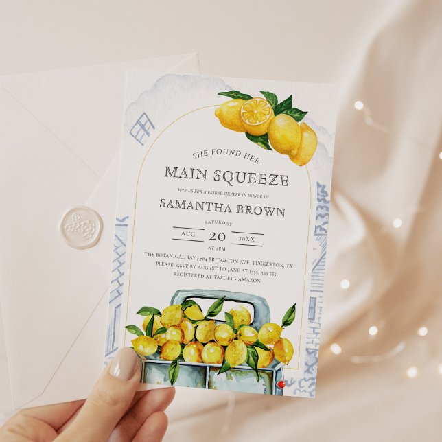 Invitación Ducha de novia italiana con limón azul y amarillo (Subido por el creador)