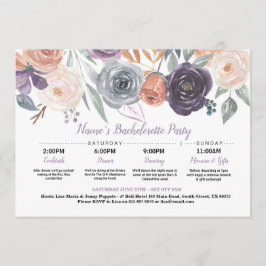 Invitación Ducha de novia Itinerario Caída Peach Purple Crema