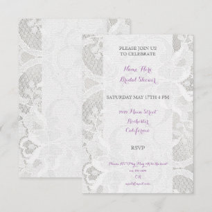 Invitación Ducha de novia Lace blanco Gris Lavanda Purple