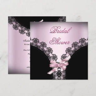 Invitación Ducha de novia Lace negro rosa suave