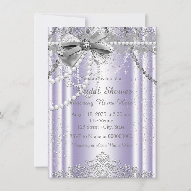 Invitación Ducha de Novia Lavanda y Perla Gris (Anverso)
