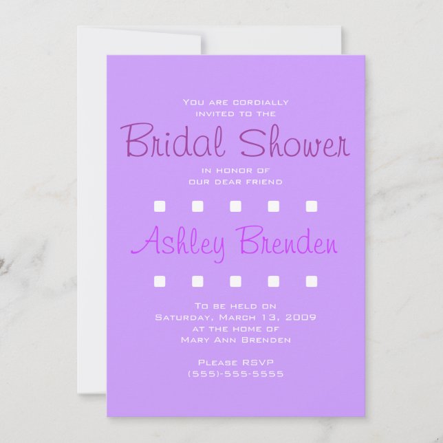 Invitación Ducha de novia Lavender (Anverso)