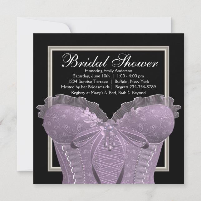 Invitación Ducha de novia Lavender Purple Corset (Anverso)